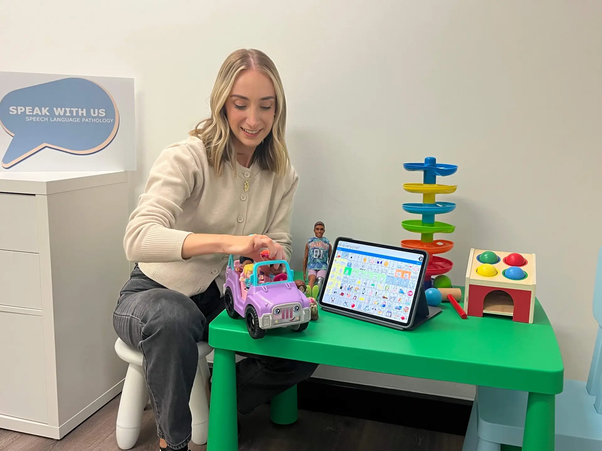 Therapy session with toys at the clinic